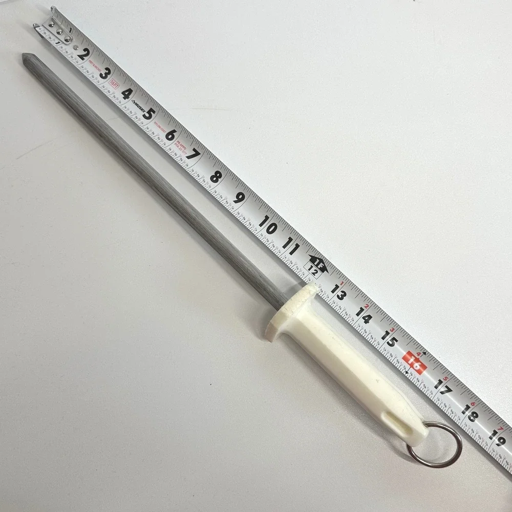 Mundial Sharpening Steel Honing Rod 12 Inch White Handle Professional Kitchen